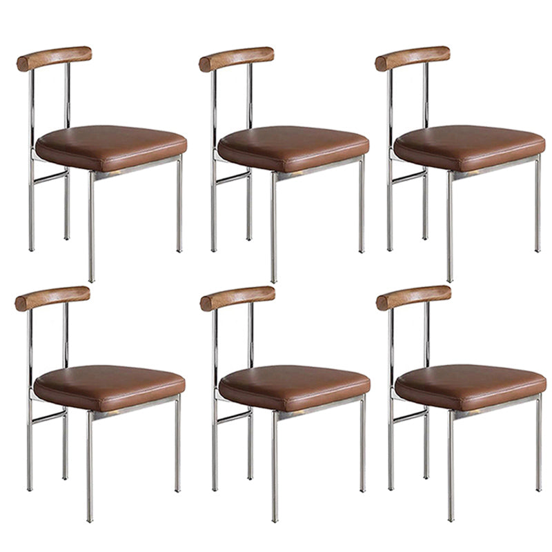 Metal Industrial Dining Room Side Chair Matte Finish Ladder Back Side Chair Brown 6 Piece Set Clearhalo ' kitchen&dining_furn' 'Dining Chairs' 'Dining Tables & Seating' 'dining_chair' 'furn' 'furn_dining_chair' 'Furniture' 'furniture_dining_chair' 'Kitchen & Dining Furniture' 'kitchen' 3493378