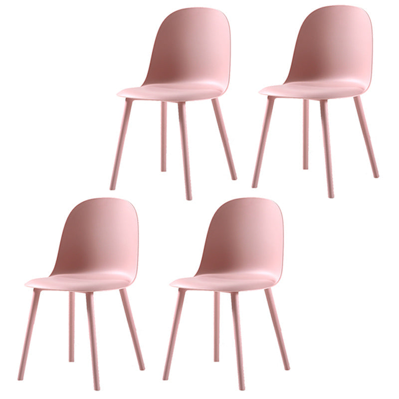 16'' Wide Dining Side Chairs Modern Plastic Indoor-Outdoor Solid Back Chair Pink 4 Piece Set Clearhalo ' kitchen&dining_furn' 'Dining Chairs' 'Dining Tables & Seating' 'dining_chair' 'furn' 'furn_dining_chair' 'Furniture' 'furniture_dining_chair' 'Kitchen & Dining Furniture' 'kitchen' 3493401