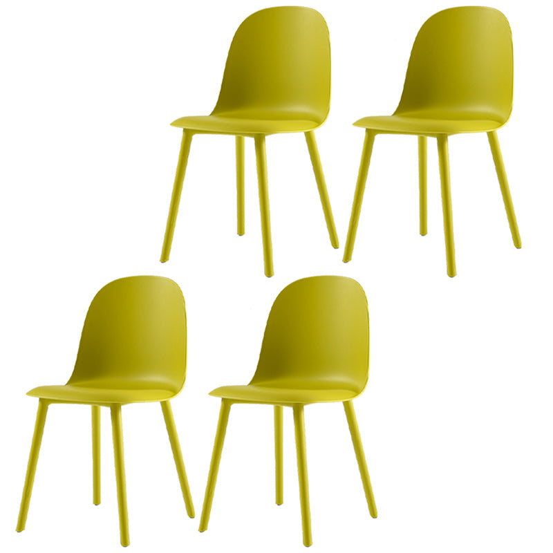 16'' Wide Dining Side Chairs Modern Plastic Indoor-Outdoor Solid Back Chair Yellow 4 Piece Set Clearhalo ' kitchen&dining_furn' 'Dining Chairs' 'Dining Tables & Seating' 'dining_chair' 'furn' 'furn_dining_chair' 'Furniture' 'furniture_dining_chair' 'Kitchen & Dining Furniture' 'kitchen' 3493408