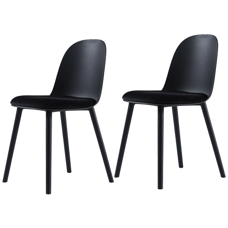 16'' Wide Dining Side Chairs Modern Plastic Indoor-Outdoor Solid Back Chair Gloss Black 2 Piece Set Clearhalo ' kitchen&dining_furn' 'Dining Chairs' 'Dining Tables & Seating' 'dining_chair' 'furn' 'furn_dining_chair' 'Furniture' 'furniture_dining_chair' 'Kitchen & Dining Furniture' 'kitchen' 3493419