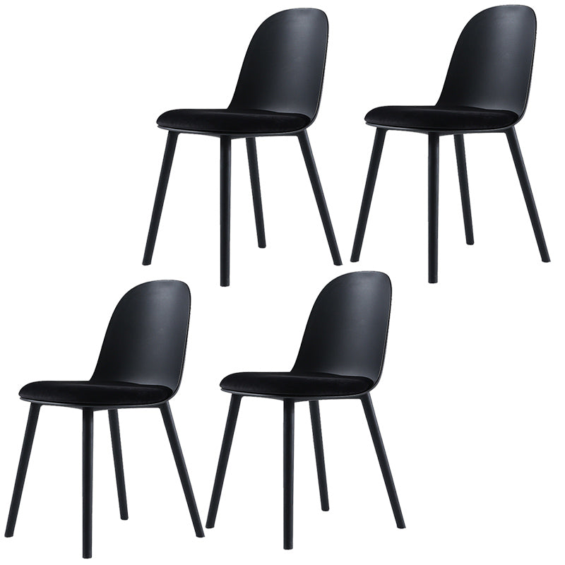 16'' Wide Dining Side Chairs Modern Plastic Indoor-Outdoor Solid Back Chair Gloss Black 4 Piece Set Clearhalo ' kitchen&dining_furn' 'Dining Chairs' 'Dining Tables & Seating' 'dining_chair' 'furn' 'furn_dining_chair' 'Furniture' 'furniture_dining_chair' 'Kitchen & Dining Furniture' 'kitchen' 3493420