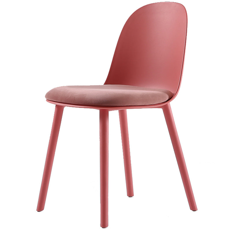 16'' Wide Dining Side Chairs Modern Plastic Indoor-Outdoor Solid Back Chair Rose Red 1 Piece Clearhalo ' kitchen&dining_furn' 'Dining Chairs' 'Dining Tables & Seating' 'dining_chair' 'furn' 'furn_dining_chair' 'Furniture' 'furniture_dining_chair' 'Kitchen & Dining Furniture' 'kitchen' 3493421