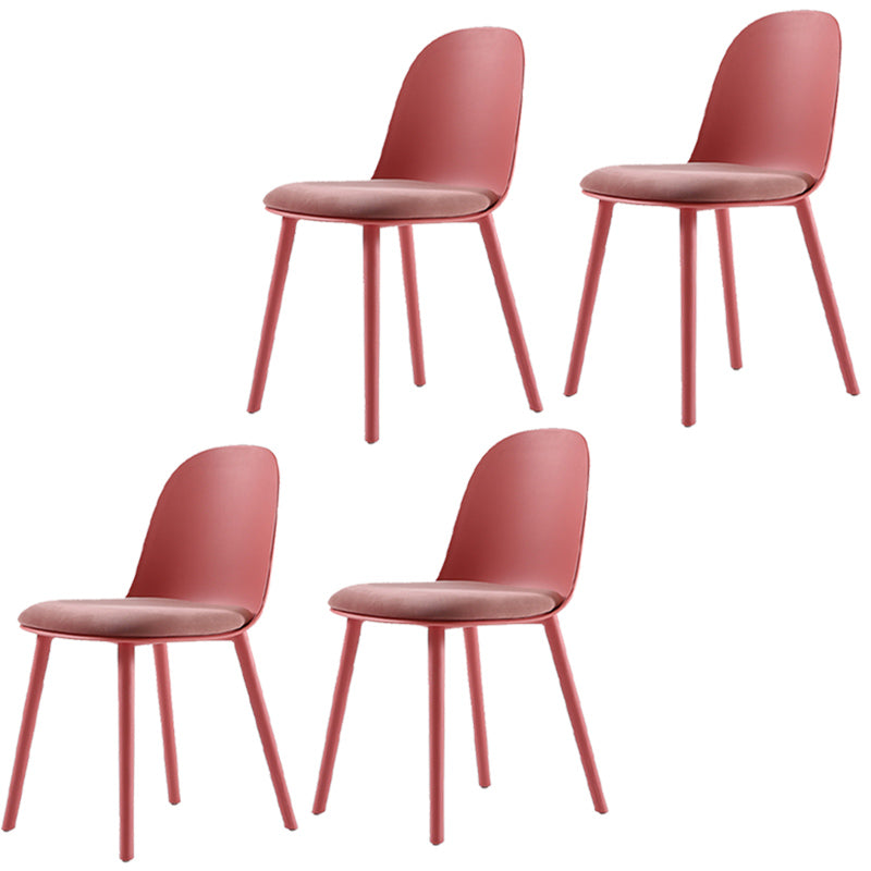 16'' Wide Dining Side Chairs Modern Plastic Indoor-Outdoor Solid Back Chair Rose Red 4 Piece Set Clearhalo ' kitchen&dining_furn' 'Dining Chairs' 'Dining Tables & Seating' 'dining_chair' 'furn' 'furn_dining_chair' 'Furniture' 'furniture_dining_chair' 'Kitchen & Dining Furniture' 'kitchen' 3493423