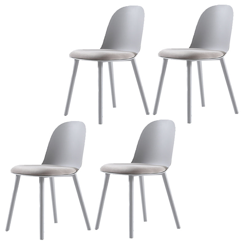 16'' Wide Dining Side Chairs Modern Plastic Indoor-Outdoor Solid Back Chair White-Gray 4 Piece Set Clearhalo ' kitchen&dining_furn' 'Dining Chairs' 'Dining Tables & Seating' 'dining_chair' 'furn' 'furn_dining_chair' 'Furniture' 'furniture_dining_chair' 'Kitchen & Dining Furniture' 'kitchen' 3493435