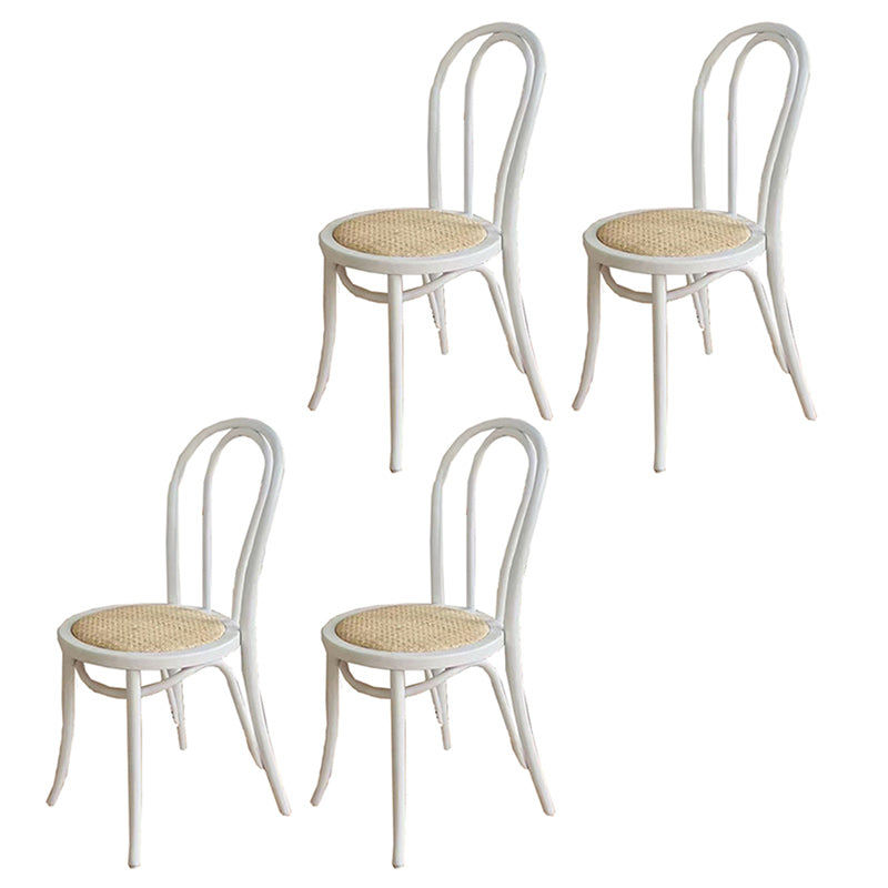 Birch Wood Contemporary Dining Room Chairs Windsor Back Side Chair Set White Wicker & Rattan 4 Piece Set Clearhalo ' kitchen&dining_furn' 'Dining Chairs' 'Dining Tables & Seating' 'dining_chair' 'furn' 'furn_dining_chair' 'Furniture' 'furniture_dining_chair' 'Kitchen & Dining Furniture' 'kitchen' 3493470