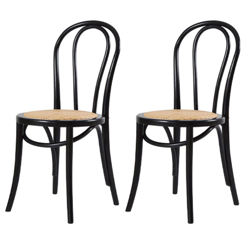 Birch Wood Contemporary Dining Room Chairs Windsor Back Side Chair Set Black Wicker & Rattan 2 Piece Set Clearhalo ' kitchen&dining_furn' 'Dining Chairs' 'Dining Tables & Seating' 'dining_chair' 'furn' 'furn_dining_chair' 'Furniture' 'furniture_dining_chair' 'Kitchen & Dining Furniture' 'kitchen' 3493482