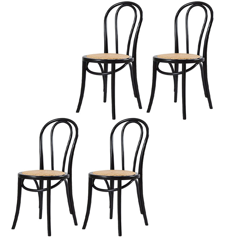 Birch Wood Contemporary Dining Room Chairs Windsor Back Side Chair Set Black Wicker & Rattan 4 Piece Set Clearhalo ' kitchen&dining_furn' 'Dining Chairs' 'Dining Tables & Seating' 'dining_chair' 'furn' 'furn_dining_chair' 'Furniture' 'furniture_dining_chair' 'Kitchen & Dining Furniture' 'kitchen' 3493483