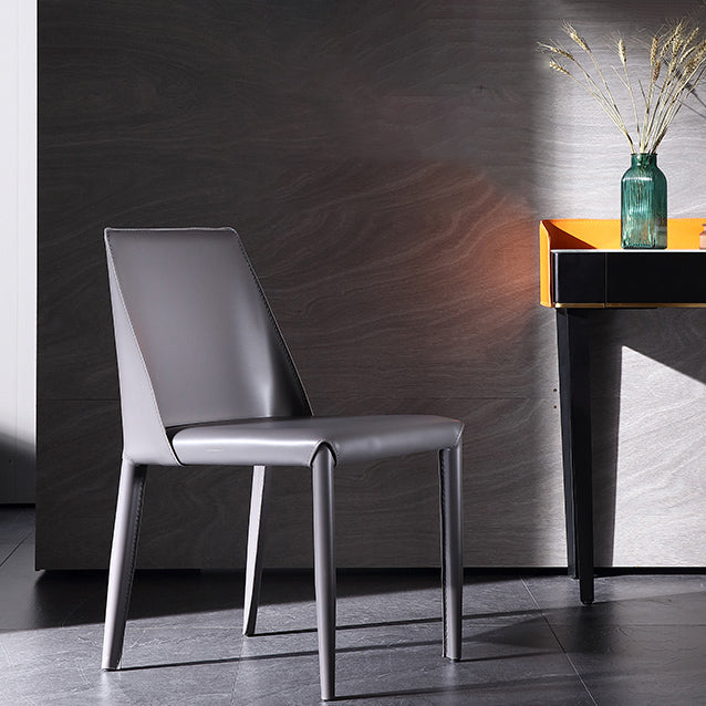 Leather Contemporary Style Chair Home Side Dining Room Chair with Metal Legs Clearhalo ' kitchen&dining_furn' 'Dining Chairs' 'Dining Tables & Seating' 'dining_chair' 'furn' 'furn_dining_chair' 'Furniture' 'furniture_dining_chair' 'Kitchen & Dining Furniture' 'kitchen' 3493490