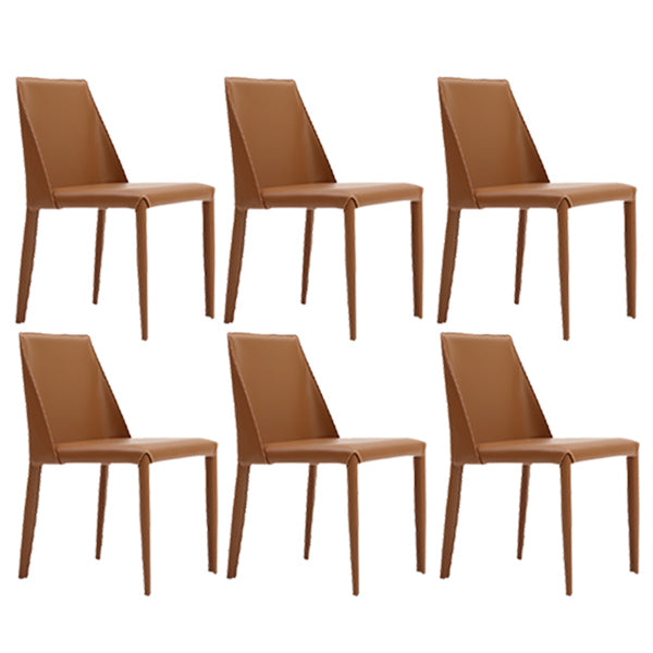 Leather Contemporary Style Chair Home Side Dining Room Chair with Metal Legs Yellow 6 Piece Set Clearhalo ' kitchen&dining_furn' 'Dining Chairs' 'Dining Tables & Seating' 'dining_chair' 'furn' 'furn_dining_chair' 'Furniture' 'furniture_dining_chair' 'Kitchen & Dining Furniture' 'kitchen' 3493491