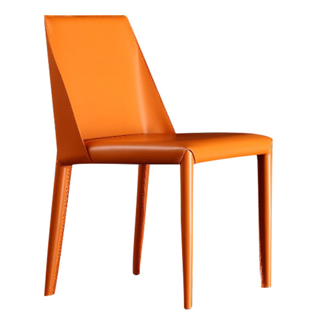 Leather Contemporary Style Chair Home Side Dining Room Chair with Metal Legs Clearhalo ' kitchen&dining_furn' 'Dining Chairs' 'Dining Tables & Seating' 'dining_chair' 'furn' 'furn_dining_chair' 'Furniture' 'furniture_dining_chair' 'Kitchen & Dining Furniture' 'kitchen' 3493495