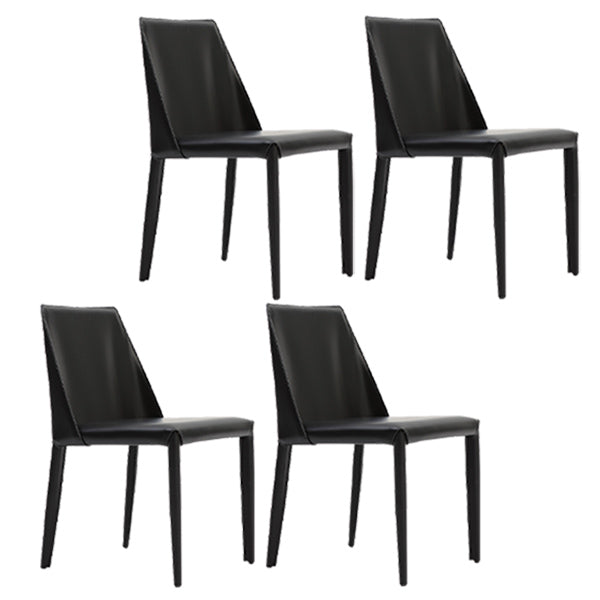 Leather Contemporary Style Chair Home Side Dining Room Chair with Metal Legs Black 4 Piece Set Clearhalo ' kitchen&dining_furn' 'Dining Chairs' 'Dining Tables & Seating' 'dining_chair' 'furn' 'furn_dining_chair' 'Furniture' 'furniture_dining_chair' 'Kitchen & Dining Furniture' 'kitchen' 3493496