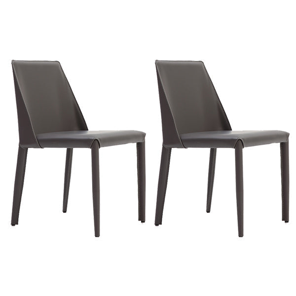 Leather Contemporary Style Chair Home Side Dining Room Chair with Metal Legs Grey 2 Piece Set Clearhalo ' kitchen&dining_furn' 'Dining Chairs' 'Dining Tables & Seating' 'dining_chair' 'furn' 'furn_dining_chair' 'Furniture' 'furniture_dining_chair' 'Kitchen & Dining Furniture' 'kitchen' 3493500