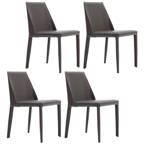 Leather Contemporary Style Chair Home Side Dining Room Chair with Metal Legs Grey 4 Piece Set Clearhalo ' kitchen&dining_furn' 'Dining Chairs' 'Dining Tables & Seating' 'dining_chair' 'furn' 'furn_dining_chair' 'Furniture' 'furniture_dining_chair' 'Kitchen & Dining Furniture' 'kitchen' 3493501