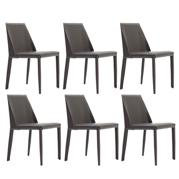 Leather Contemporary Style Chair Home Side Dining Room Chair with Metal Legs Grey 6 Piece Set Clearhalo ' kitchen&dining_furn' 'Dining Chairs' 'Dining Tables & Seating' 'dining_chair' 'furn' 'furn_dining_chair' 'Furniture' 'furniture_dining_chair' 'Kitchen & Dining Furniture' 'kitchen' 3493504