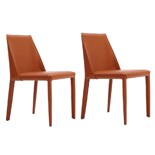 Leather Contemporary Style Chair Home Side Dining Room Chair with Metal Legs Orange 2 Piece Set Clearhalo ' kitchen&dining_furn' 'Dining Chairs' 'Dining Tables & Seating' 'dining_chair' 'furn' 'furn_dining_chair' 'Furniture' 'furniture_dining_chair' 'Kitchen & Dining Furniture' 'kitchen' 3493511