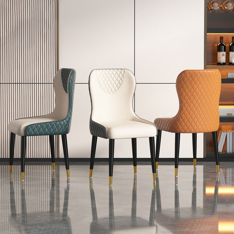 Modern Style Leather Chair Armless Parsons Chair with Wooden Legs for Kitchen Clearhalo ' kitchen&dining_furn' 'Dining Chairs' 'Dining Tables & Seating' 'dining_chair' 'furn' 'furn_dining_chair' 'Furniture' 'furniture_dining_chair' 'Kitchen & Dining Furniture' 'kitchen' 3493514