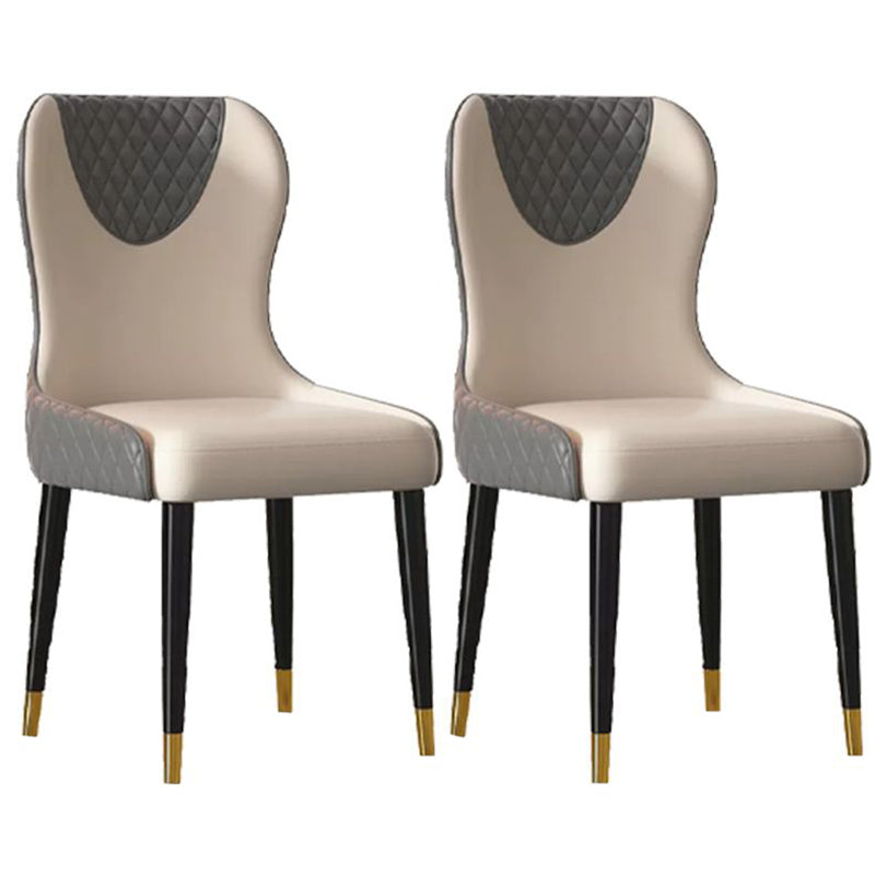 Modern Style Leather Chair Armless Parsons Chair with Wooden Legs for Kitchen Grey 2 Piece Set Clearhalo ' kitchen&dining_furn' 'Dining Chairs' 'Dining Tables & Seating' 'dining_chair' 'furn' 'furn_dining_chair' 'Furniture' 'furniture_dining_chair' 'Kitchen & Dining Furniture' 'kitchen' 3493526