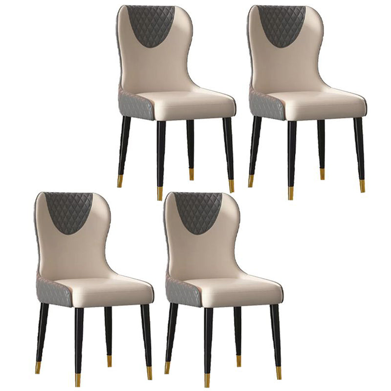 Modern Style Leather Chair Armless Parsons Chair with Wooden Legs for Kitchen Grey 4 Piece Set Clearhalo ' kitchen&dining_furn' 'Dining Chairs' 'Dining Tables & Seating' 'dining_chair' 'furn' 'furn_dining_chair' 'Furniture' 'furniture_dining_chair' 'Kitchen & Dining Furniture' 'kitchen' 3493528