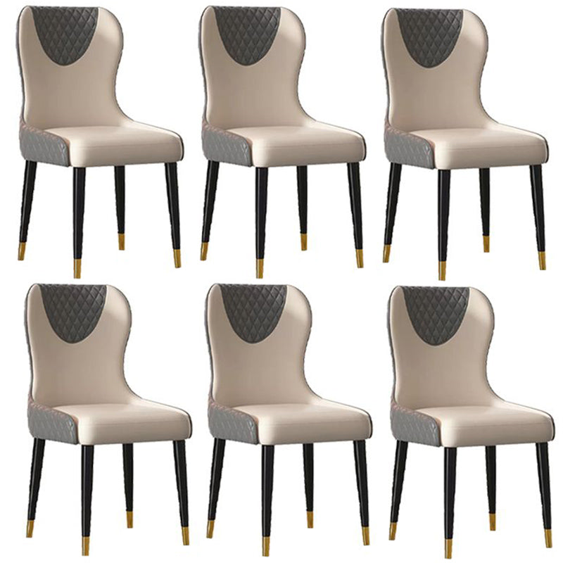 Modern Style Leather Chair Armless Parsons Chair with Wooden Legs for Kitchen Grey 6 Piece Set Clearhalo ' kitchen&dining_furn' 'Dining Chairs' 'Dining Tables & Seating' 'dining_chair' 'furn' 'furn_dining_chair' 'Furniture' 'furniture_dining_chair' 'Kitchen & Dining Furniture' 'kitchen' 3493530