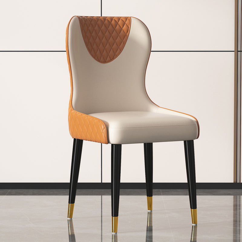 Modern Style Leather Chair Armless Parsons Chair with Wooden Legs for Kitchen Clearhalo ' kitchen&dining_furn' 'Dining Chairs' 'Dining Tables & Seating' 'dining_chair' 'furn' 'furn_dining_chair' 'Furniture' 'furniture_dining_chair' 'Kitchen & Dining Furniture' 'kitchen' 3493531