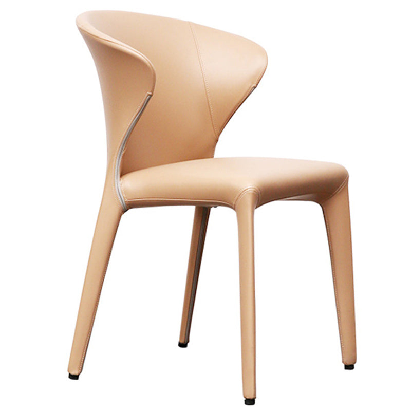 Contemporary Dining Chair Wingback Side Chair with 4 Metal Legs for Home Use Beige 1 Piece Clearhalo ' kitchen&dining_furn' 'Dining Chairs' 'Dining Tables & Seating' 'dining_chair' 'furn' 'furn_dining_chair' 'Furniture' 'furniture_dining_chair' 'Kitchen & Dining Furniture' 'kitchen' 3493535