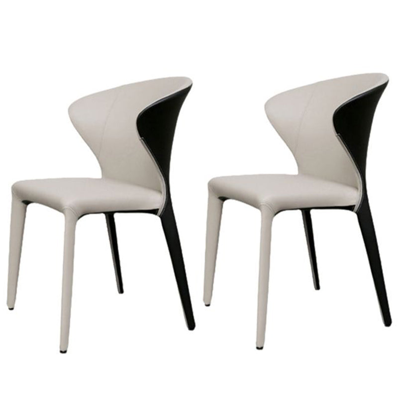 Contemporary Dining Chair Wingback Side Chair with 4 Metal Legs for Home Use White 2 Piece Set Clearhalo ' kitchen&dining_furn' 'Dining Chairs' 'Dining Tables & Seating' 'dining_chair' 'furn' 'furn_dining_chair' 'Furniture' 'furniture_dining_chair' 'Kitchen & Dining Furniture' 'kitchen' 3493548