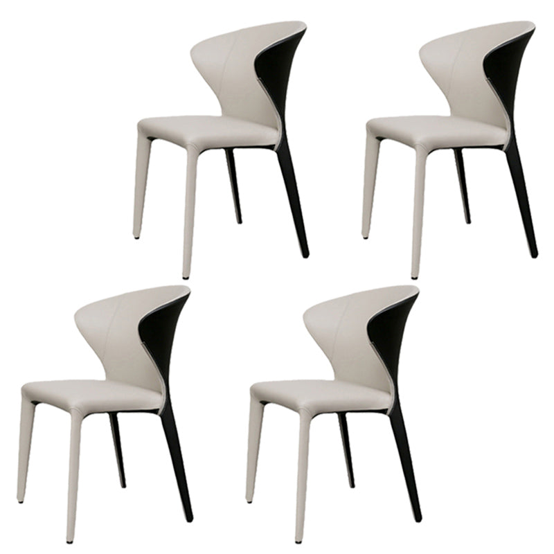 Contemporary Dining Chair Wingback Side Chair with 4 Metal Legs for Home Use White 4 Piece Set Clearhalo ' kitchen&dining_furn' 'Dining Chairs' 'Dining Tables & Seating' 'dining_chair' 'furn' 'furn_dining_chair' 'Furniture' 'furniture_dining_chair' 'Kitchen & Dining Furniture' 'kitchen' 3493550