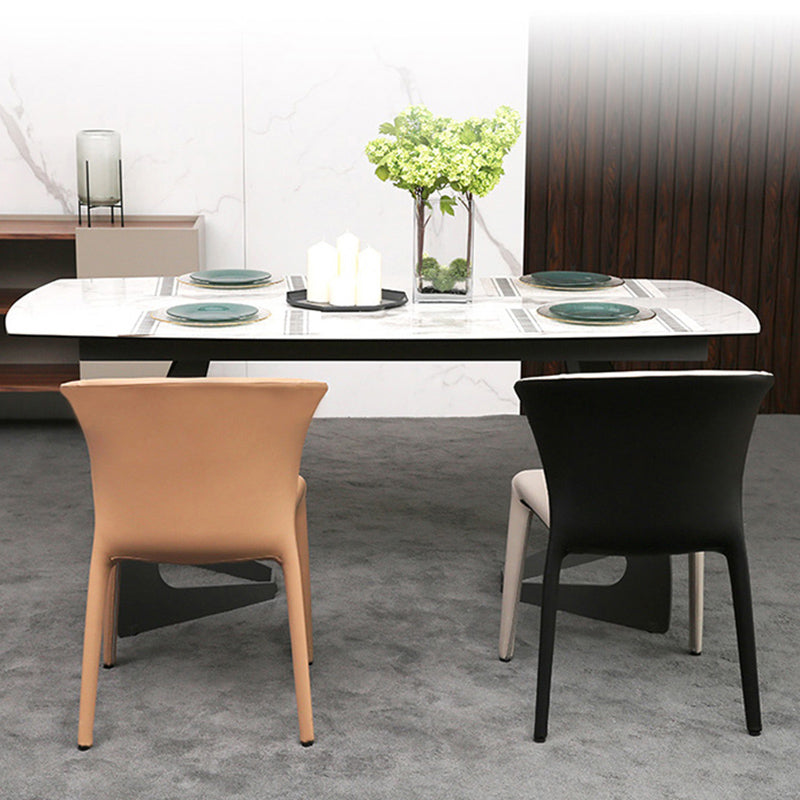 Contemporary Dining Chair Wingback Side Chair with 4 Metal Legs for Home Use Clearhalo ' kitchen&dining_furn' 'Dining Chairs' 'Dining Tables & Seating' 'dining_chair' 'furn' 'furn_dining_chair' 'Furniture' 'furniture_dining_chair' 'Kitchen & Dining Furniture' 'kitchen' 3493552