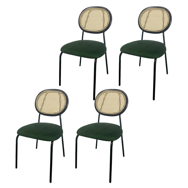 Upholstered Armless Dining Chairs Open Back Side Chair with Metal Legs Green 4 Piece Set Clearhalo ' kitchen&dining_furn' 'Dining Chairs' 'Dining Tables & Seating' 'dining_chair' 'furn' 'furn_dining_chair' 'Furniture' 'furniture_dining_chair' 'Kitchen & Dining Furniture' 'kitchen' 3493558