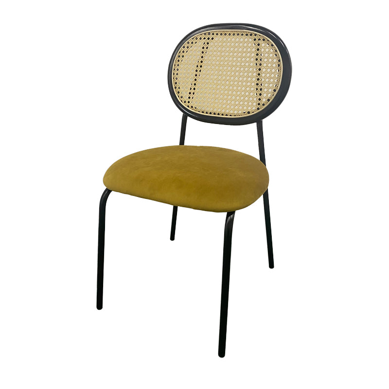 Upholstered Armless Dining Chairs Open Back Side Chair with Metal Legs Yellow 1 Piece Clearhalo ' kitchen&dining_furn' 'Dining Chairs' 'Dining Tables & Seating' 'dining_chair' 'furn' 'furn_dining_chair' 'Furniture' 'furniture_dining_chair' 'Kitchen & Dining Furniture' 'kitchen' 3493560