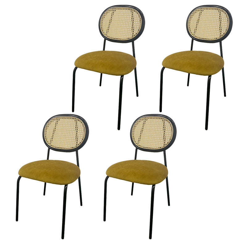 Upholstered Armless Dining Chairs Open Back Side Chair with Metal Legs Yellow 4 Piece Set Clearhalo ' kitchen&dining_furn' 'Dining Chairs' 'Dining Tables & Seating' 'dining_chair' 'furn' 'furn_dining_chair' 'Furniture' 'furniture_dining_chair' 'Kitchen & Dining Furniture' 'kitchen' 3493564