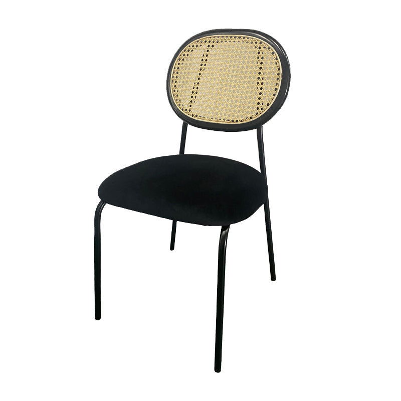 Upholstered Armless Dining Chairs Open Back Side Chair with Metal Legs Black 1 Piece Clearhalo ' kitchen&dining_furn' 'Dining Chairs' 'Dining Tables & Seating' 'dining_chair' 'furn' 'furn_dining_chair' 'Furniture' 'furniture_dining_chair' 'Kitchen & Dining Furniture' 'kitchen' 3493567