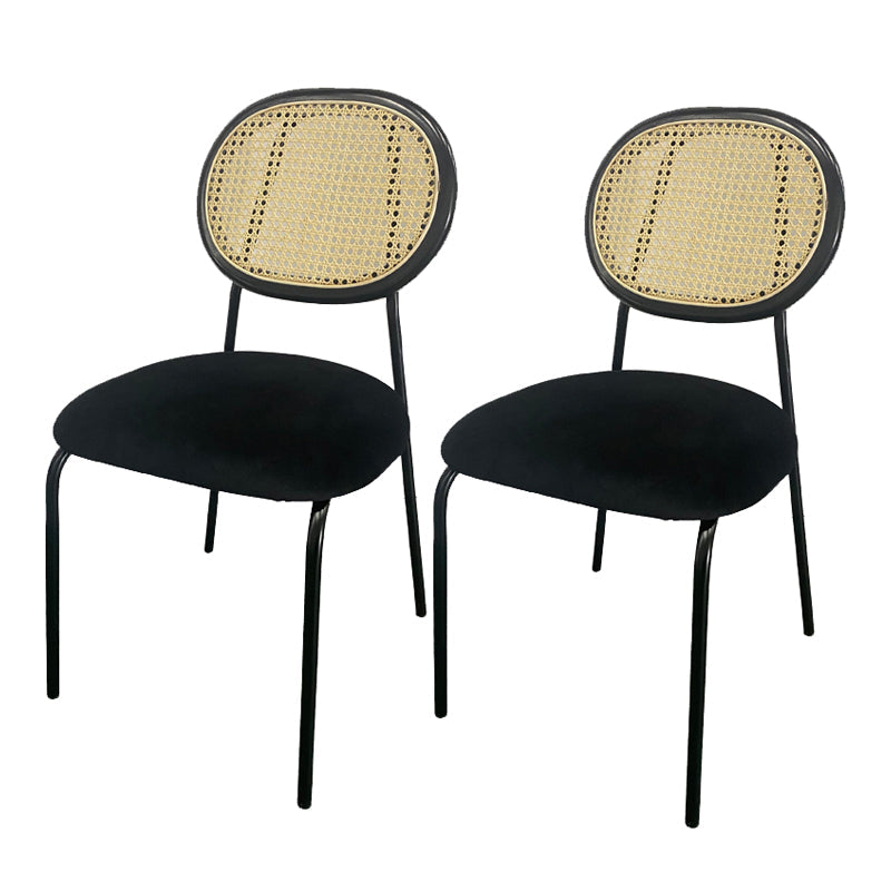 Upholstered Armless Dining Chairs Open Back Side Chair with Metal Legs Black 2 Piece Set Clearhalo ' kitchen&dining_furn' 'Dining Chairs' 'Dining Tables & Seating' 'dining_chair' 'furn' 'furn_dining_chair' 'Furniture' 'furniture_dining_chair' 'Kitchen & Dining Furniture' 'kitchen' 3493569