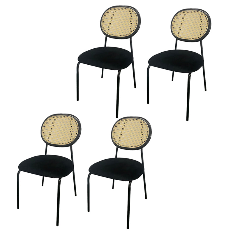 Upholstered Armless Dining Chairs Open Back Side Chair with Metal Legs Black 4 Piece Set Clearhalo ' kitchen&dining_furn' 'Dining Chairs' 'Dining Tables & Seating' 'dining_chair' 'furn' 'furn_dining_chair' 'Furniture' 'furniture_dining_chair' 'Kitchen & Dining Furniture' 'kitchen' 3493570