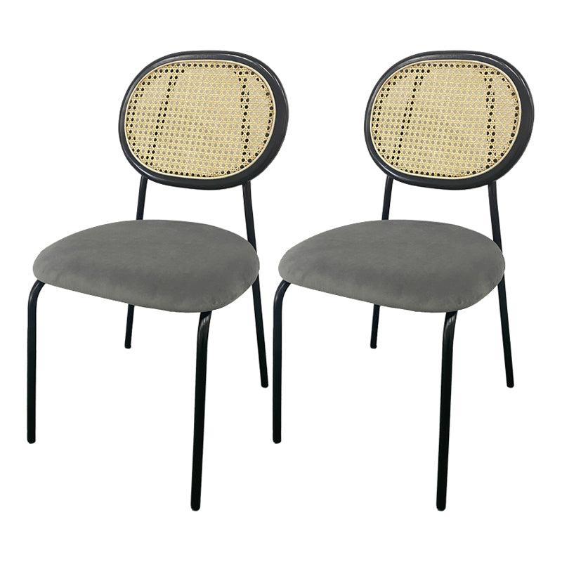 Upholstered Armless Dining Chairs Open Back Side Chair with Metal Legs Grey 2 Piece Set Clearhalo ' kitchen&dining_furn' 'Dining Chairs' 'Dining Tables & Seating' 'dining_chair' 'furn' 'furn_dining_chair' 'Furniture' 'furniture_dining_chair' 'Kitchen & Dining Furniture' 'kitchen' 3493575
