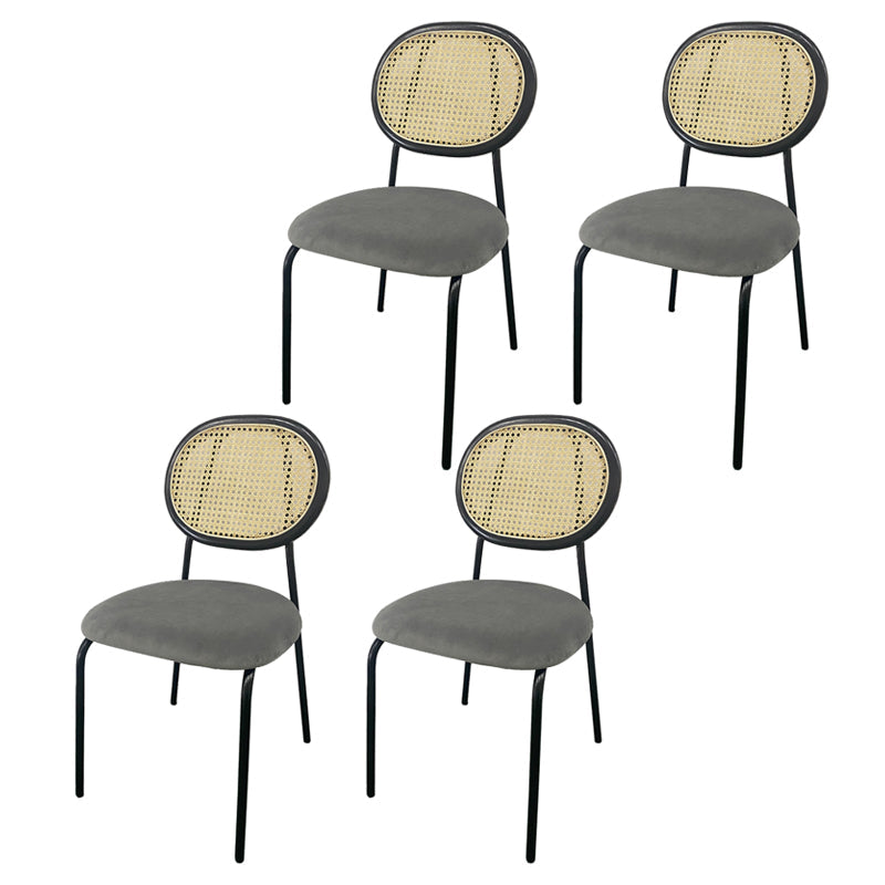 Upholstered Armless Dining Chairs Open Back Side Chair with Metal Legs Grey 4 Piece Set Clearhalo ' kitchen&dining_furn' 'Dining Chairs' 'Dining Tables & Seating' 'dining_chair' 'furn' 'furn_dining_chair' 'Furniture' 'furniture_dining_chair' 'Kitchen & Dining Furniture' 'kitchen' 3493576