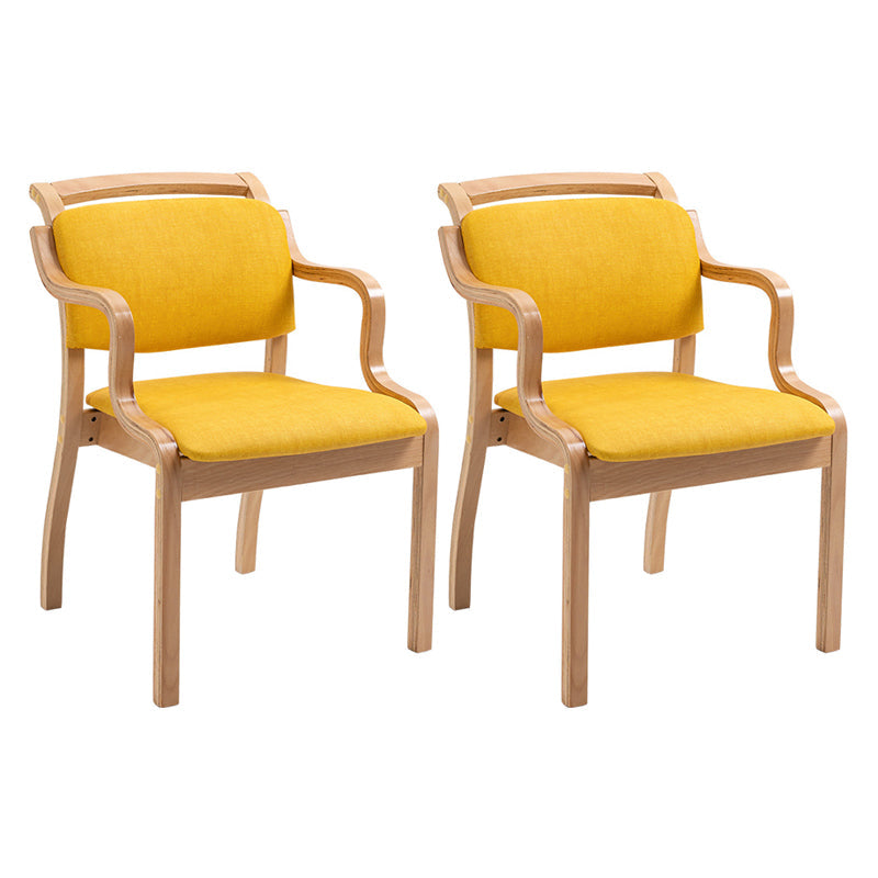 Modern Style Wood Indoor-Outdoor Chair Open Back Dining Side Chairs Sets Yellow 2 Piece Set Clearhalo ' kitchen&dining_furn' 'Dining Chairs' 'Dining Tables & Seating' 'dining_chair' 'furn' 'furn_dining_chair' 'Furniture' 'furniture_dining_chair' 'Kitchen & Dining Furniture' 'kitchen' 3493604