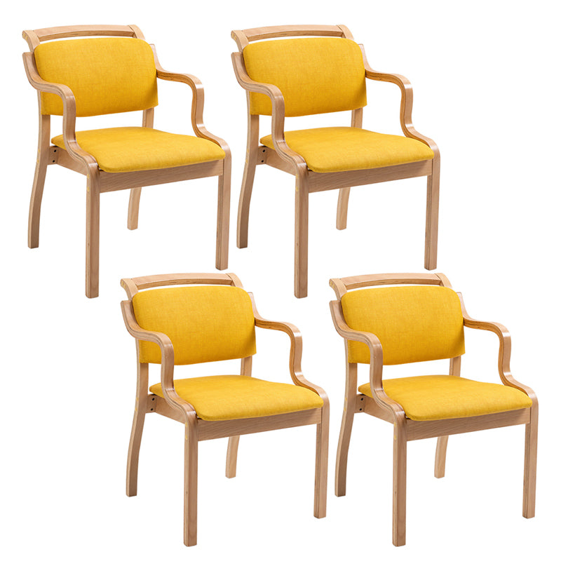 Modern Style Wood Indoor-Outdoor Chair Open Back Dining Side Chairs Sets Yellow 4 Piece Set Clearhalo ' kitchen&dining_furn' 'Dining Chairs' 'Dining Tables & Seating' 'dining_chair' 'furn' 'furn_dining_chair' 'Furniture' 'furniture_dining_chair' 'Kitchen & Dining Furniture' 'kitchen' 3493605
