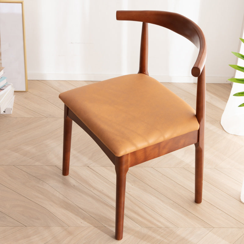 Scandinavian Dining Chair 17'' Wide Wood Dining Side Chair with Open Back for Home Use Khaki 1 Piece Walnut Clearhalo ' kitchen&dining_furn' 'Dining Chairs' 'Dining Tables & Seating' 'dining_chair' 'furn' 'furn_dining_chair' 'Furniture' 'furniture_dining_chair' 'Kitchen & Dining Furniture' 'kitchen' 3493613