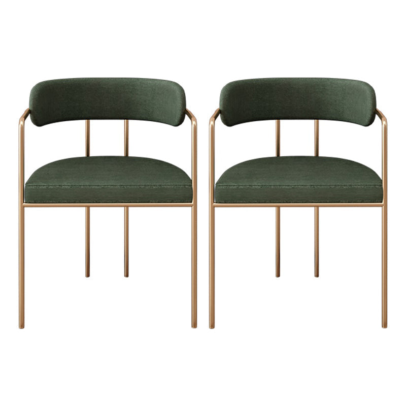 Contemporary Kitchen Dining Arm Chair Mental Opening Back Dining Arm Chair Green 2 Piece Set Brass Gold Clearhalo ' kitchen&dining_furn' 'Dining Chairs' 'Dining Tables & Seating' 'dining_chair' 'furn' 'furn_dining_chair' 'Furniture' 'furniture_dining_chair' 'Kitchen & Dining Furniture' 'kitchen' 3493647