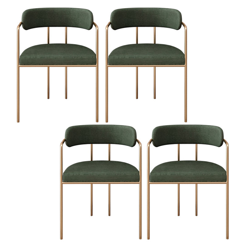 Contemporary Kitchen Dining Arm Chair Mental Opening Back Dining Arm Chair Green 4 Piece Set Brass Gold Clearhalo ' kitchen&dining_furn' 'Dining Chairs' 'Dining Tables & Seating' 'dining_chair' 'furn' 'furn_dining_chair' 'Furniture' 'furniture_dining_chair' 'Kitchen & Dining Furniture' 'kitchen' 3493648