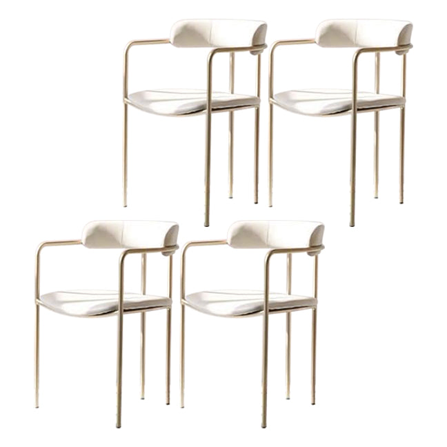 Contemporary Kitchen Dining Arm Chair Mental Opening Back Dining Arm Chair Beige 4 Piece Set Brass Gold Clearhalo ' kitchen&dining_furn' 'Dining Chairs' 'Dining Tables & Seating' 'dining_chair' 'furn' 'furn_dining_chair' 'Furniture' 'furniture_dining_chair' 'Kitchen & Dining Furniture' 'kitchen' 3493654