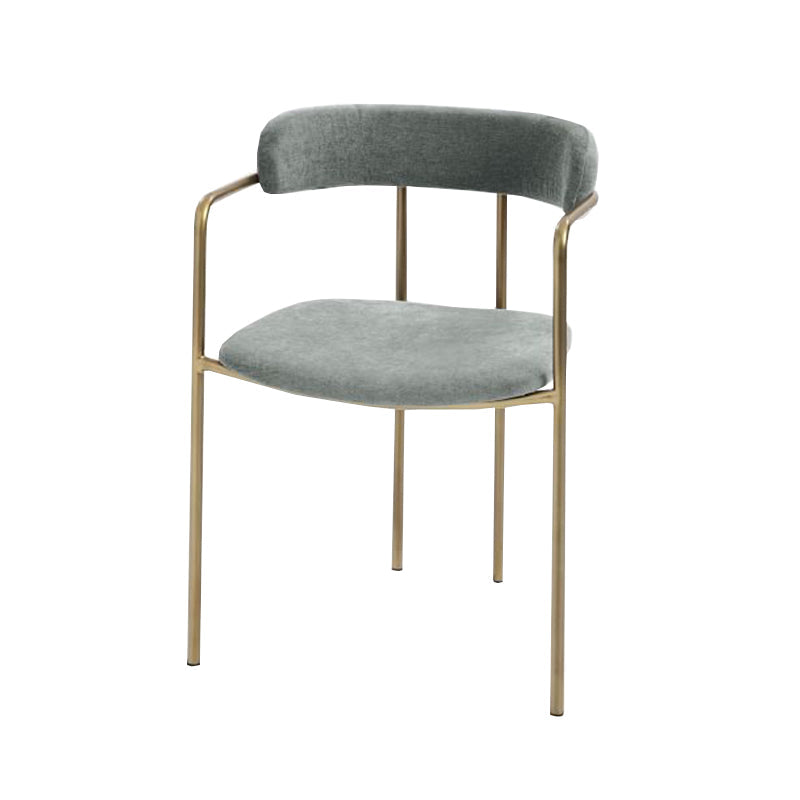 Contemporary Kitchen Dining Arm Chair Mental Opening Back Dining Arm Chair Gray 1 Piece Brass Gold Clearhalo ' kitchen&dining_furn' 'Dining Chairs' 'Dining Tables & Seating' 'dining_chair' 'furn' 'furn_dining_chair' 'Furniture' 'furniture_dining_chair' 'Kitchen & Dining Furniture' 'kitchen' 3493656