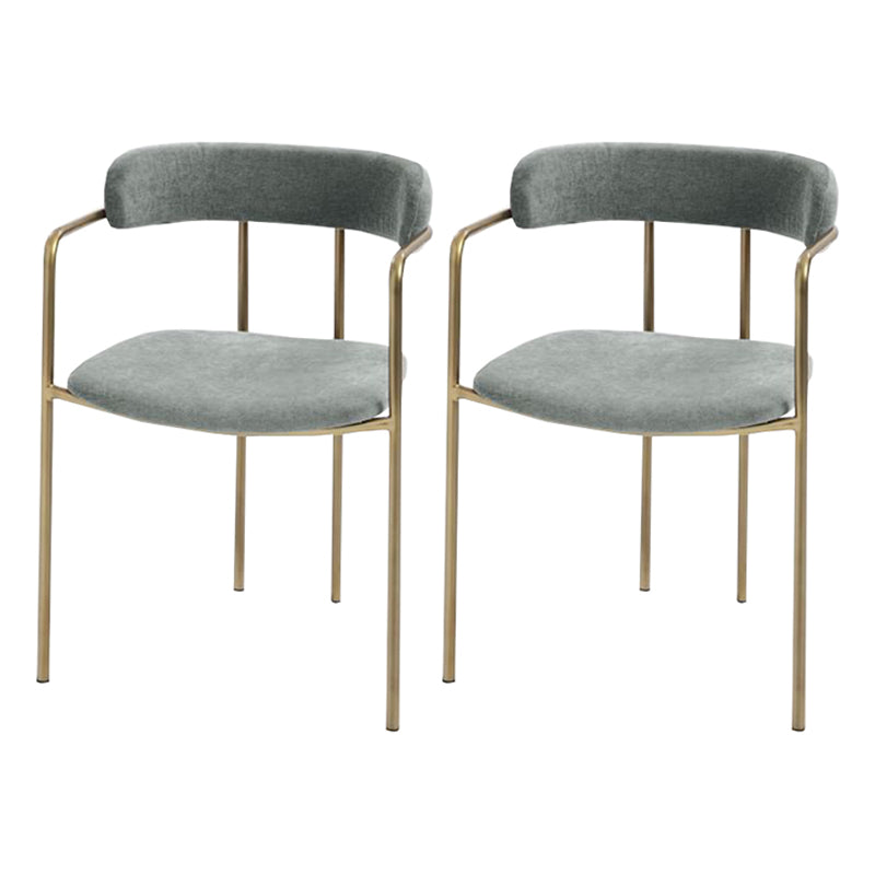 Contemporary Kitchen Dining Arm Chair Mental Opening Back Dining Arm Chair Gray 2 Piece Set Brass Gold Clearhalo ' kitchen&dining_furn' 'Dining Chairs' 'Dining Tables & Seating' 'dining_chair' 'furn' 'furn_dining_chair' 'Furniture' 'furniture_dining_chair' 'Kitchen & Dining Furniture' 'kitchen' 3493657