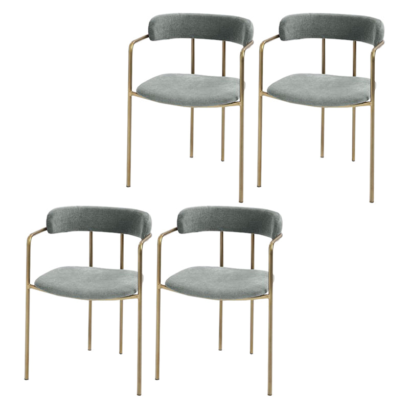 Contemporary Kitchen Dining Arm Chair Mental Opening Back Dining Arm Chair Gray 4 Piece Set Brass Gold Clearhalo ' kitchen&dining_furn' 'Dining Chairs' 'Dining Tables & Seating' 'dining_chair' 'furn' 'furn_dining_chair' 'Furniture' 'furniture_dining_chair' 'Kitchen & Dining Furniture' 'kitchen' 3493658