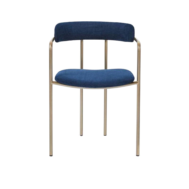 Contemporary Kitchen Dining Arm Chair Mental Opening Back Dining Arm Chair Blue 1 Piece Brass Gold Clearhalo ' kitchen&dining_furn' 'Dining Chairs' 'Dining Tables & Seating' 'dining_chair' 'furn' 'furn_dining_chair' 'Furniture' 'furniture_dining_chair' 'Kitchen & Dining Furniture' 'kitchen' 3493659