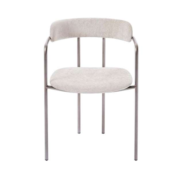 Contemporary Kitchen Dining Arm Chair Mental Opening Back Dining Arm Chair Beige 1 Piece Silver Clearhalo ' kitchen&dining_furn' 'Dining Chairs' 'Dining Tables & Seating' 'dining_chair' 'furn' 'furn_dining_chair' 'Furniture' 'furniture_dining_chair' 'Kitchen & Dining Furniture' 'kitchen' 3493664