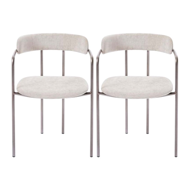 Contemporary Kitchen Dining Arm Chair Mental Opening Back Dining Arm Chair Beige 2 Piece Set Silver Clearhalo ' kitchen&dining_furn' 'Dining Chairs' 'Dining Tables & Seating' 'dining_chair' 'furn' 'furn_dining_chair' 'Furniture' 'furniture_dining_chair' 'Kitchen & Dining Furniture' 'kitchen' 3493665