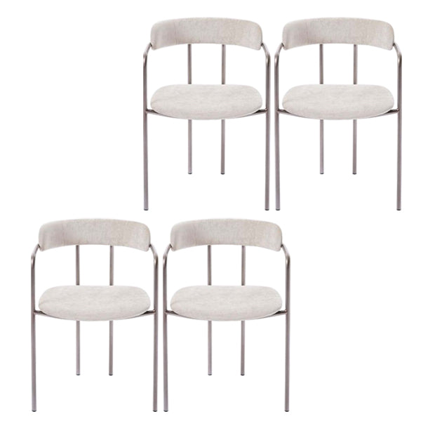 Contemporary Kitchen Dining Arm Chair Mental Opening Back Dining Arm Chair Beige 4 Piece Set Silver Clearhalo ' kitchen&dining_furn' 'Dining Chairs' 'Dining Tables & Seating' 'dining_chair' 'furn' 'furn_dining_chair' 'Furniture' 'furniture_dining_chair' 'Kitchen & Dining Furniture' 'kitchen' 3493666