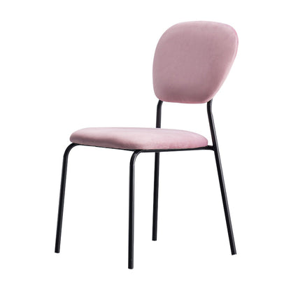 Upholstered Armless Side Chair Open Back Dining Chairs with Black Metal Legs Pink 1 Piece Clearhalo ' kitchen&dining_furn' 'Dining Chairs' 'Dining Tables & Seating' 'dining_chair' 'furn' 'furn_dining_chair' 'Furniture' 'furniture_dining_chair' 'Kitchen & Dining Furniture' 'kitchen' 3493668